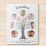 Grandma Photo Collage<br><div class="desc">This modern and stylish Grandma jigsaw puzzle is decorated with a colorful mosaic family tree.
Easily customizable with a selection of seven photos and the grandchildren's names.
Makes a perfect gift for your Grandma.
Original Mosaic © Michele Davies.</div>