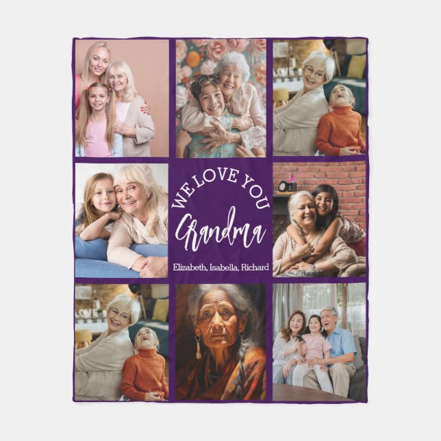 Grandma Photo Custom Throw with Grandkids Fleecedecke (Vorderseite)