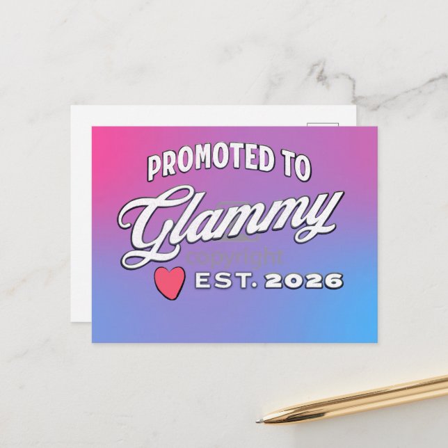 Grandma Promotion For New Baby In 2026 Postkarte (Vorderseite/Rückseite Beispiel)