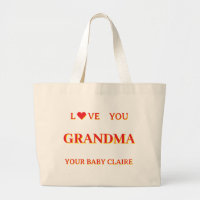 Grandma Script personnalisé Grand Sac ROUGE & JAUN