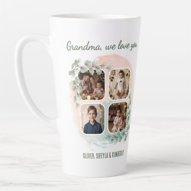 Grandma we love you 6 Photo Collage Eucalyptus Milchtasse (Links)