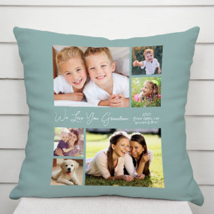 Grandma We Love You Photos Personalized Green Kissen