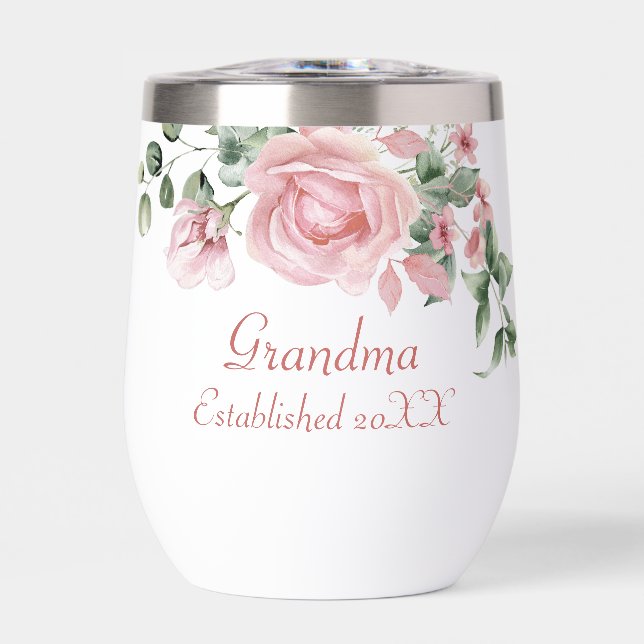 Grandma Year Established Custom Pink Roses  (Vorderseite)