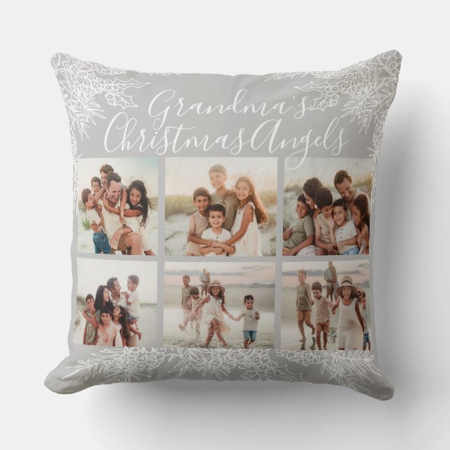 Grandma's Custom Elegant Christmas Photo Collage Kissen (Vorderseite)