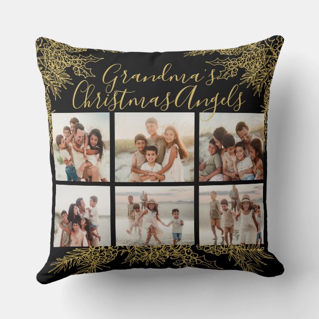 Grandma's Custom Elegant Christmas Photo Collage Kissen (Rückseite)