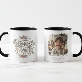 Grandma's Favorite Floral Typography Photo Tasse