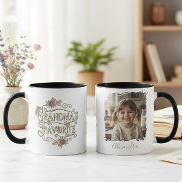 Grandma's Favorite Floral Typography Photo Tasse