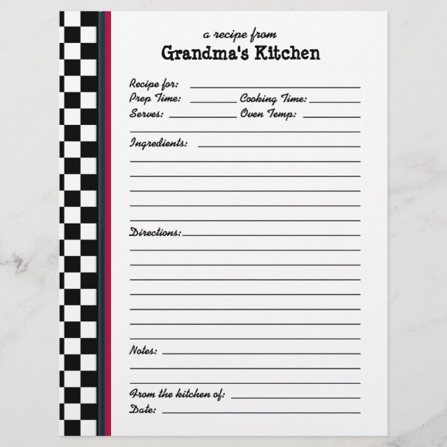 Grandmas Kitchen Checkered Red Accent Recife Seite (Vorderseite)