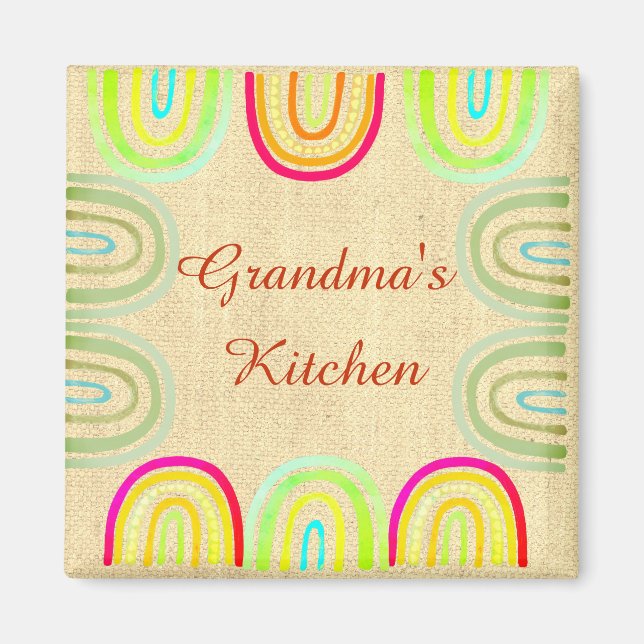 Grandma's Kitchen Folk Rainbow Pattern Magnet (Vorne)