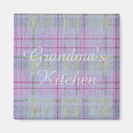 Grandma's Kitchen Weathered Lavender Plaid  Magnet