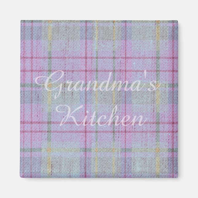 Grandma's Kitchen Weathered Lavender Plaid  Magnet (Vorne)
