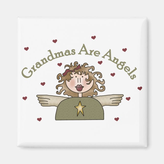 Grandmas sind Engel T - Shirt und Geschenke Magnet (Vorne)