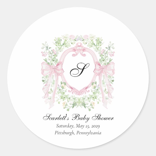 Grandmellenial Botanical Crest Baby Shower  Runder Aufkleber (Vorderseite)