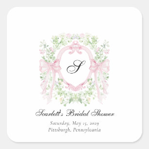 Grandmellenial Botanisches Wappen Baby Shower  Quadratischer Aufkleber