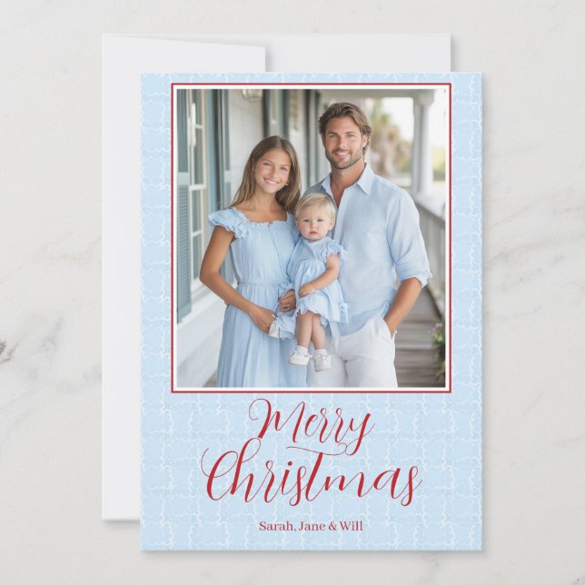 Grandmillenia Light Blue & Red Christmas Card Einladung (Vorderseite)