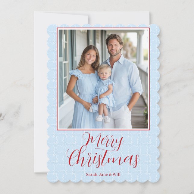 Grandmillenia Light Blue & Red Christmas Card Einladung (Vorderseite)