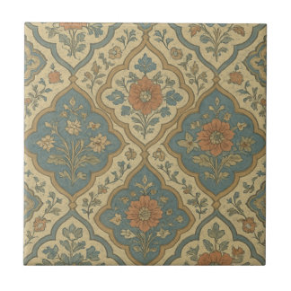 Grandmillenial Blue Orange marokkanische Flora Fliese