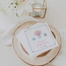 Grandmillenial Blue Pink Chinoiserie Baby Dusche Serviette