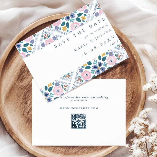 Grandmillenial Blumenmuster QR-Code Hochzeit Save The Date (Von Creator hochgeladen)