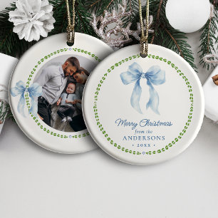 Grandmillenial Bows Baby's First Christmas Foto C Keramik Ornament