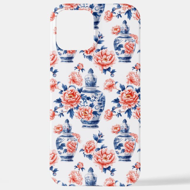 Grandmillenial Chinoiserie Ginger Jar Pink Peonies iPhone 12 Pro Max Hülle (Rückseite)