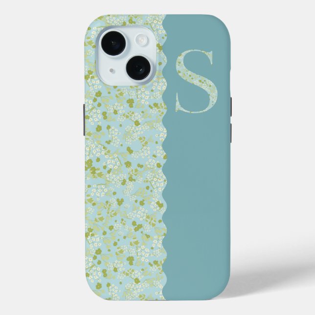 Grandmillenial MONOGRAM S ACQUA KLEINE BLUME Case-Mate iPhone Hülle (Rückseite)