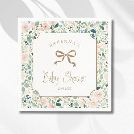 Grandmillenial Navy Blush Floral Gold Babyparty Serviette