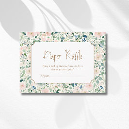 Grandmillenial Navy Blush Floral Windel-Raffle Begleitkarte