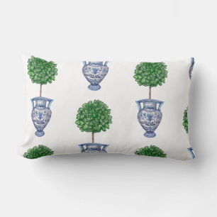 Grandmillenial preppy topiary blue lendenkissen
