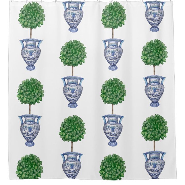 Grandmillenial preppy topiary classic duschvorhang (Vorderseite)