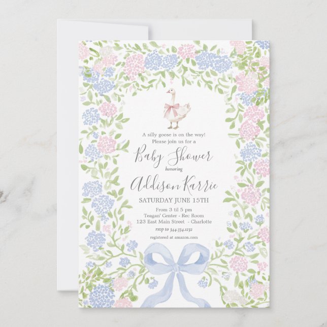 Grandmillennial-Alberner-Gans-Baby-Shower-Einladun Einladung (Vorderseite)