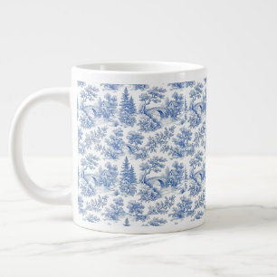 Grandmillennial Blau Toile Landschaft Jumbo-Tasse