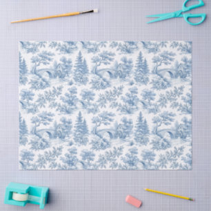 Grandmillennial Blaue Toile-Landschaft Seidenpapier
