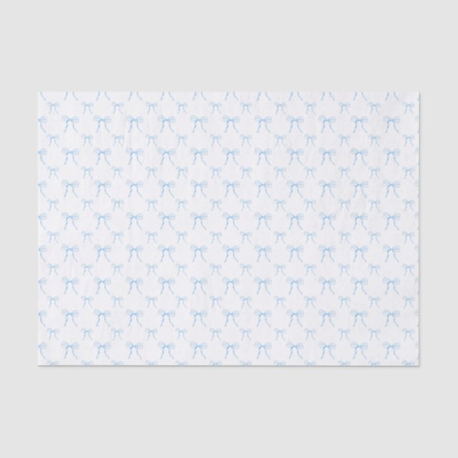 Grandmillennial Blue Bow Coquette Tissue Paper Seidenpapier (Vorderseite)
