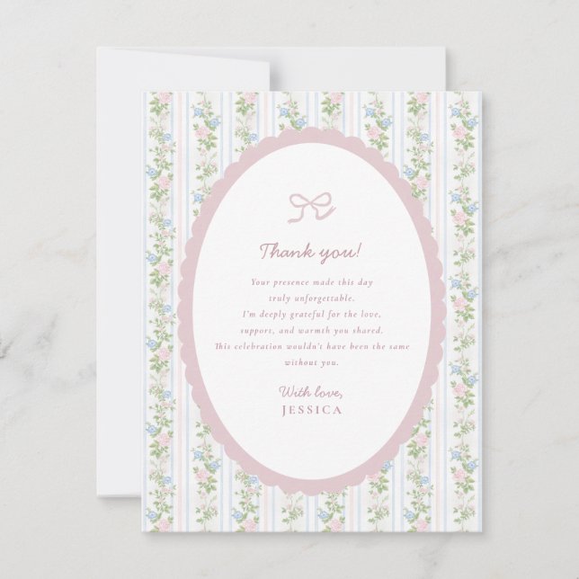 Grandmillennial-Blumen-Baby-Shower-Dankeskarten Ankündigung (Vorderseite)