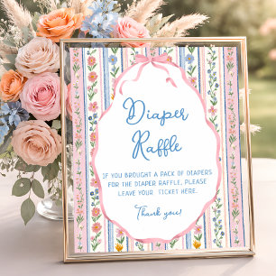 Grandmillennial Blumen Vintage-Windel-Raffle Poster