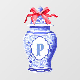 Grandmillennial Chinoiserie Ginger Jar Monogram Fensteraufkleber