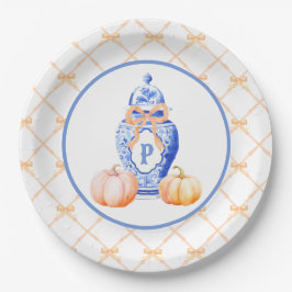 Grandmillennial Chinoiserie Ginger Jar Monogram Pappteller