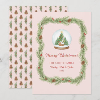Grandmillennial Christmas Garland & Pinecone Feiertagskarte