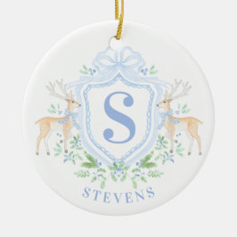 Grandmillennial Christmas Hirsch Wappen Monogram Keramik Ornament