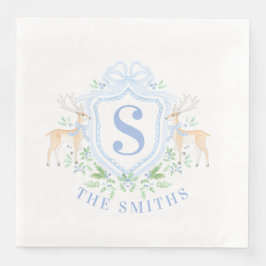 Grandmillennial Christmas Hirsch Wappen Monogram Serviette