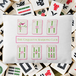 Grandmillennial Coquette Mahjong Club Bamboo Bows Zubehörtasche