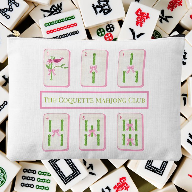 Grandmillennial Coquette Mahjong Club Bamboo Bows Zubehörtasche (Von Creator hochgeladen)