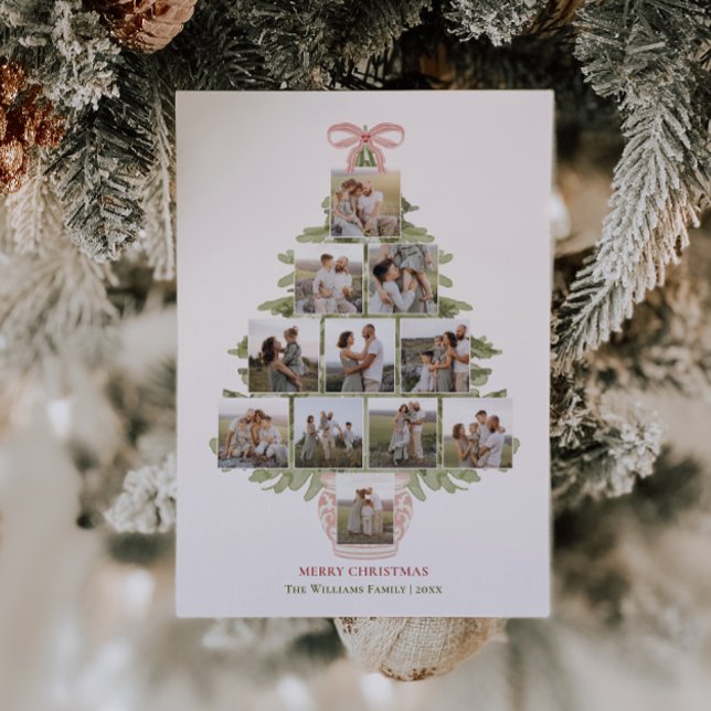 Grandmillennial Coquette Weihnachtsbaum 12 Foto Feiertagskarte (Von Creator hochgeladen)