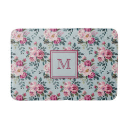 Grandmillennial Dusty Rose Floral Benutzerdefinier Badematte
