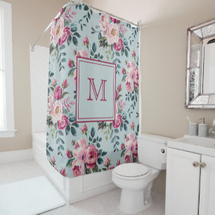 Grandmillennial Dusty Rose Floral Benutzerdefinier Duschvorhang