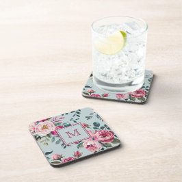 Grandmillennial Dusty Rose Floral Benutzerdefinier Getränkeuntersetzer