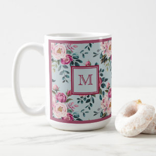 Grandmillennial Dusty Rose Floral Benutzerdefinier Kaffeetasse