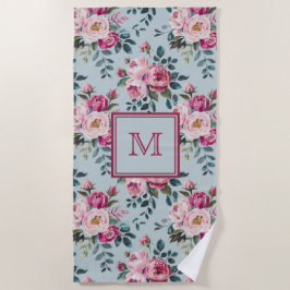 Grandmillennial Dusty Rose Floral Benutzerdefinier Strandtuch