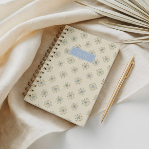 Grandmillennial Elfenbein & Blau Blumen-Chinoiseri Notizbuch